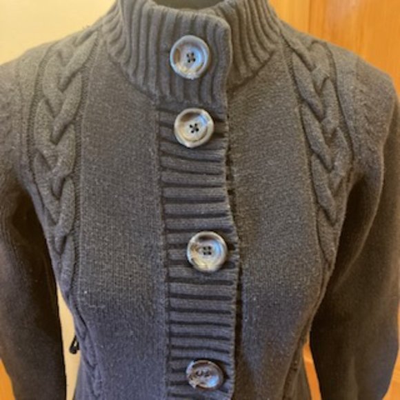 Black Dalia Cable Knit Button Up Sweater - Picture 5 of 8